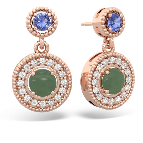 tanzanite-jade halo earrings