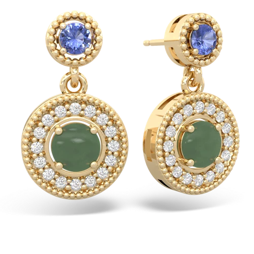 tanzanite-jade halo earrings