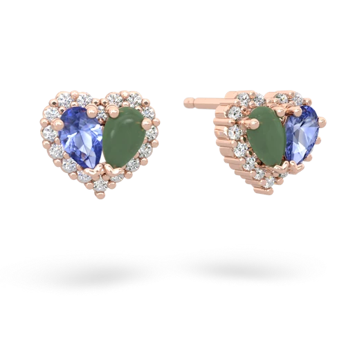 tanzanite-jade halo-heart earrings