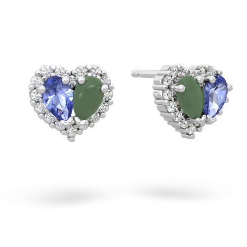 tanzanite-jade halo-heart earrings