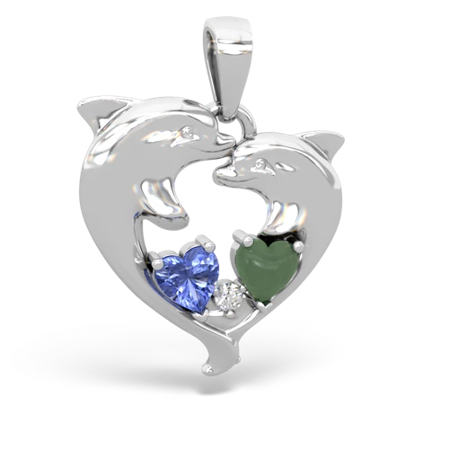 tanzanite-jade dolphins pendant