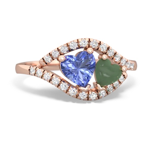 tanzanite-jade mother child ring