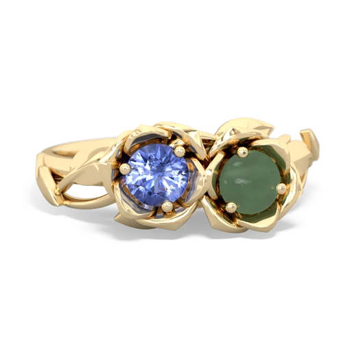 tanzanite-jade roses ring