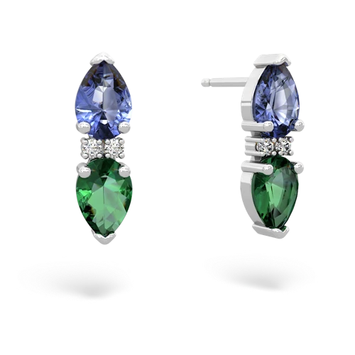 tanzanite-lab emerald bowtie earrings