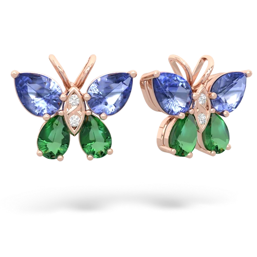 tanzanite-lab emerald butterfly earrings