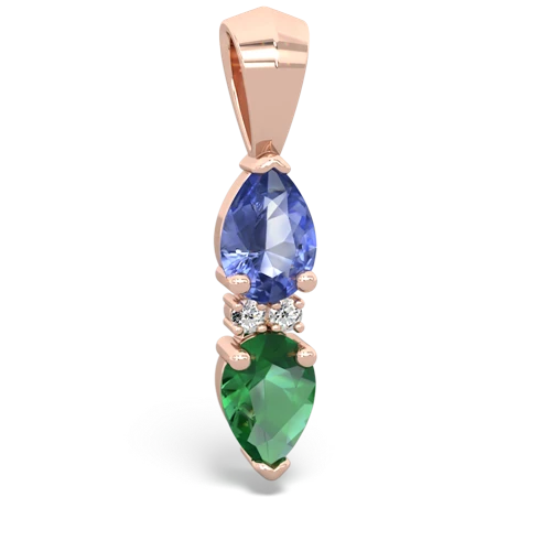 tanzanite-lab emerald bowtie pendant