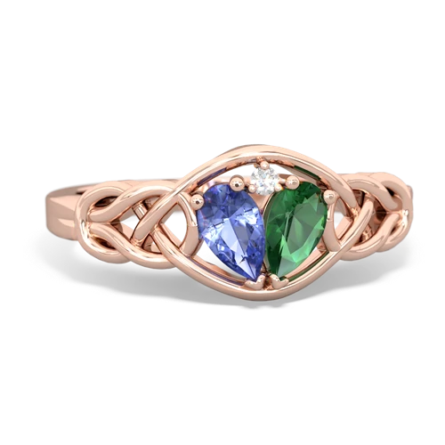 tanzanite-lab emerald celtic knot ring