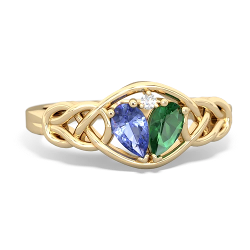 tanzanite-lab emerald celtic knot ring