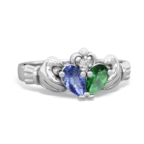 tanzanite-lab emerald claddagh ring