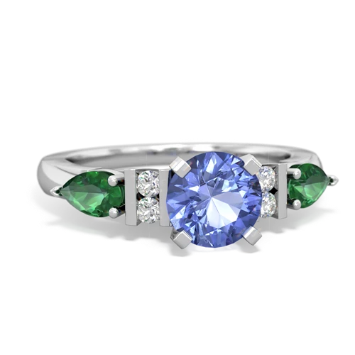 tanzanite-lab emerald engagement ring