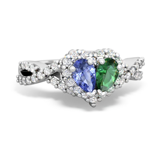 tanzanite-lab emerald engagement ring