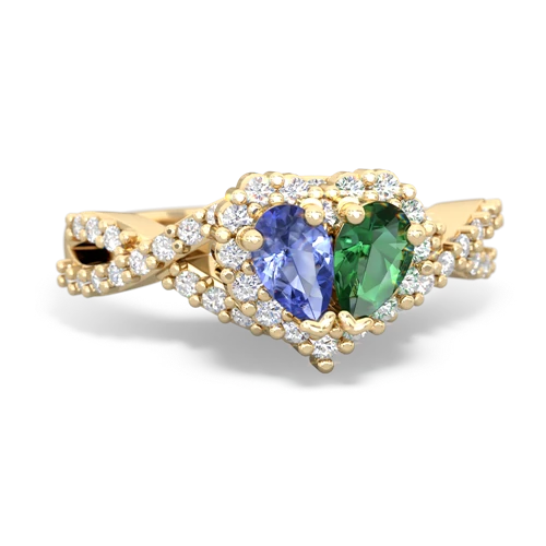 tanzanite-lab emerald engagement ring