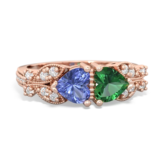 tanzanite-lab emerald keepsake butterfly ring