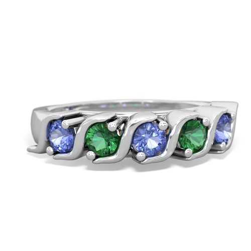 tanzanite-lab emerald timeless ring