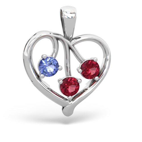 tanzanite-lab ruby love heart pendant