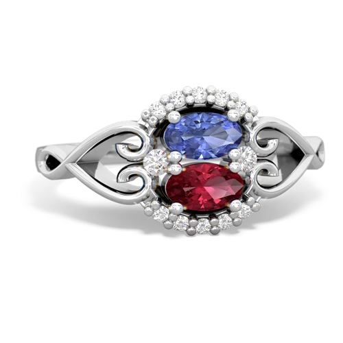 tanzanite-lab ruby antique keepsake ring