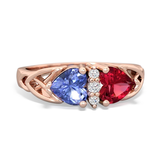 tanzanite-lab ruby celtic ring