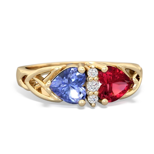 tanzanite-lab ruby celtic ring