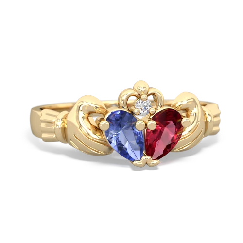 tanzanite-lab ruby claddagh ring