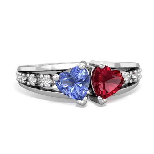 tanzanite-lab ruby modern ring