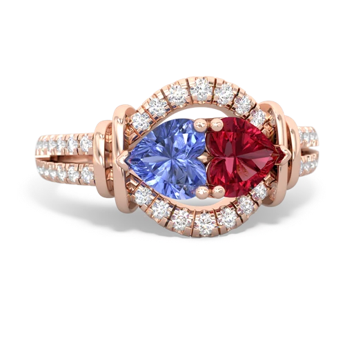 tanzanite-lab ruby pave keepsake ring