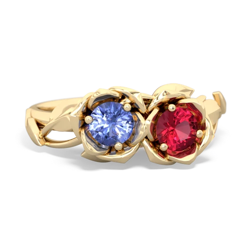 tanzanite-lab ruby roses ring