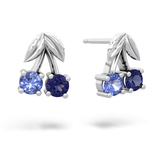 tanzanite-lab sapphire cherries earrings