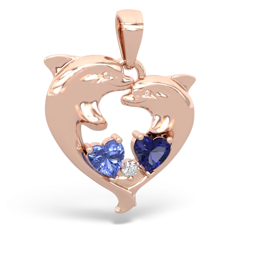 tanzanite-lab sapphire dolphins pendant