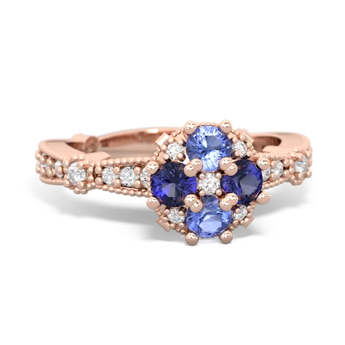 tanzanite-lab sapphire art deco engagement ring