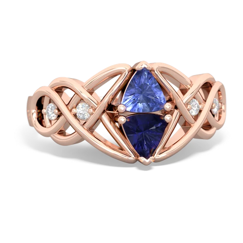 tanzanite-lab sapphire celtic knot ring