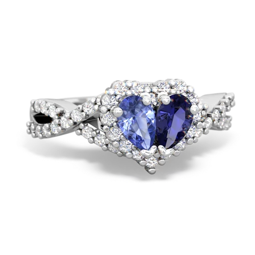 tanzanite-lab sapphire engagement ring