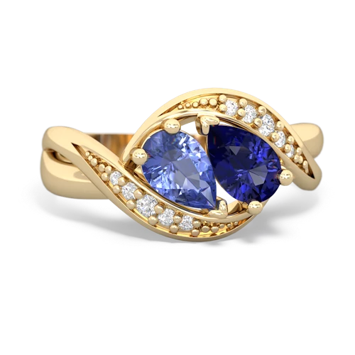 tanzanite-lab sapphire keepsake curls ring