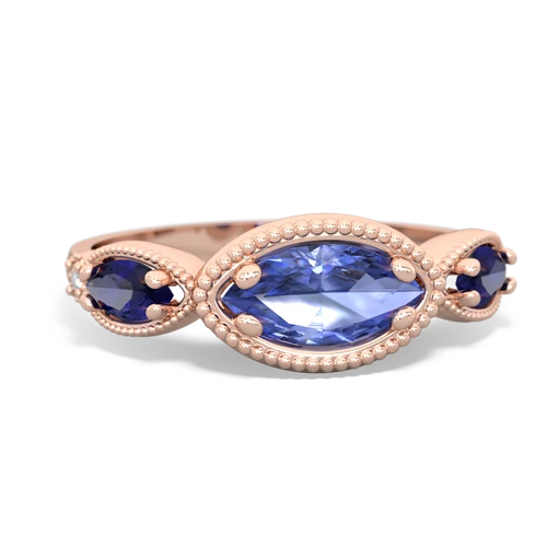 tanzanite-lab sapphire milgrain marquise ring