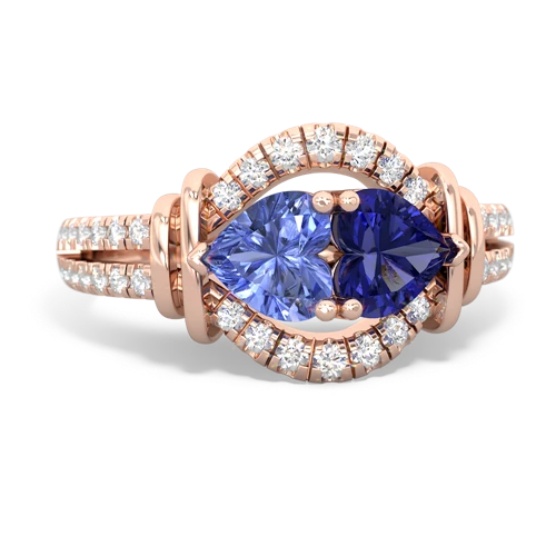 tanzanite-lab sapphire pave keepsake ring