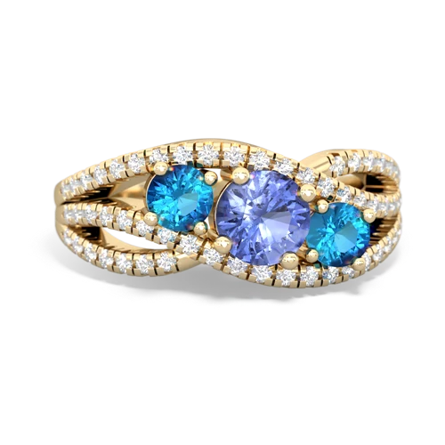 tanzanite-london topaz three stone pave ring