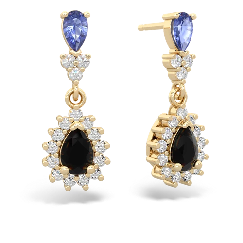 tanzanite-onyx dangle earrings