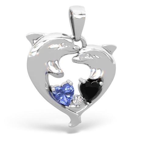 tanzanite-onyx dolphins pendant