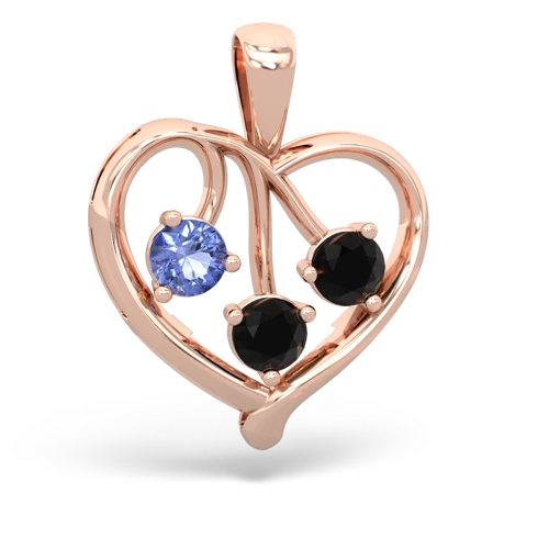 tanzanite-onyx love heart pendant