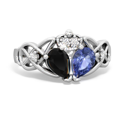 tanzanite-onyx claddagh ring