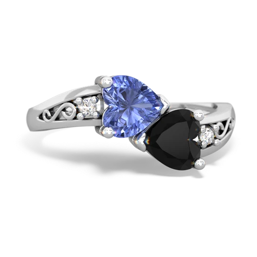 tanzanite-onyx filligree ring