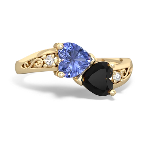 tanzanite-onyx filligree ring