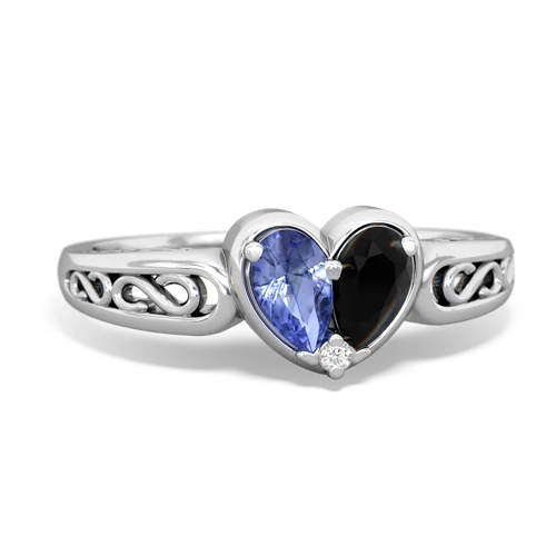 tanzanite-onyx filligree ring