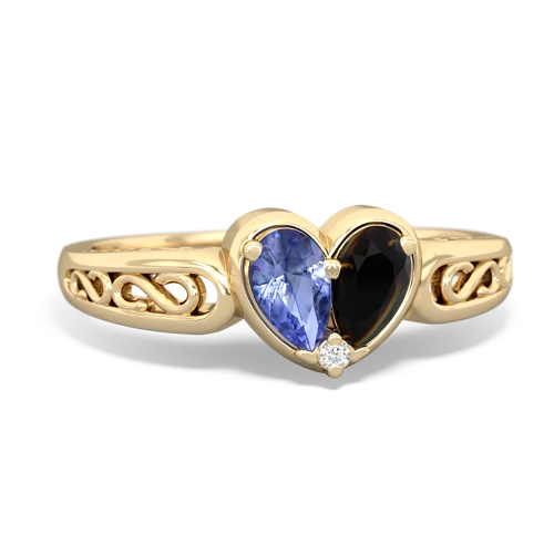 tanzanite-onyx filligree ring