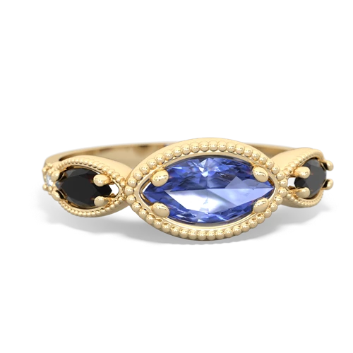 tanzanite-onyx milgrain marquise ring