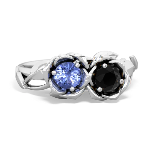 tanzanite-onyx roses ring