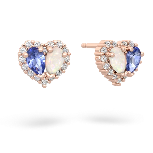 tanzanite-opal halo-heart earrings