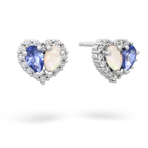 tanzanite-opal halo-heart earrings
