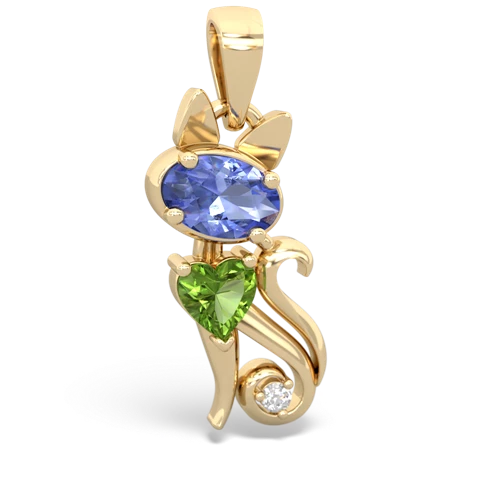 tanzanite-peridot kitten pendant