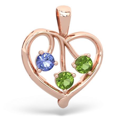 tanzanite-peridot love heart pendant