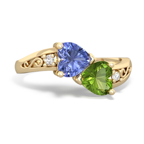 tanzanite-peridot filligree ring